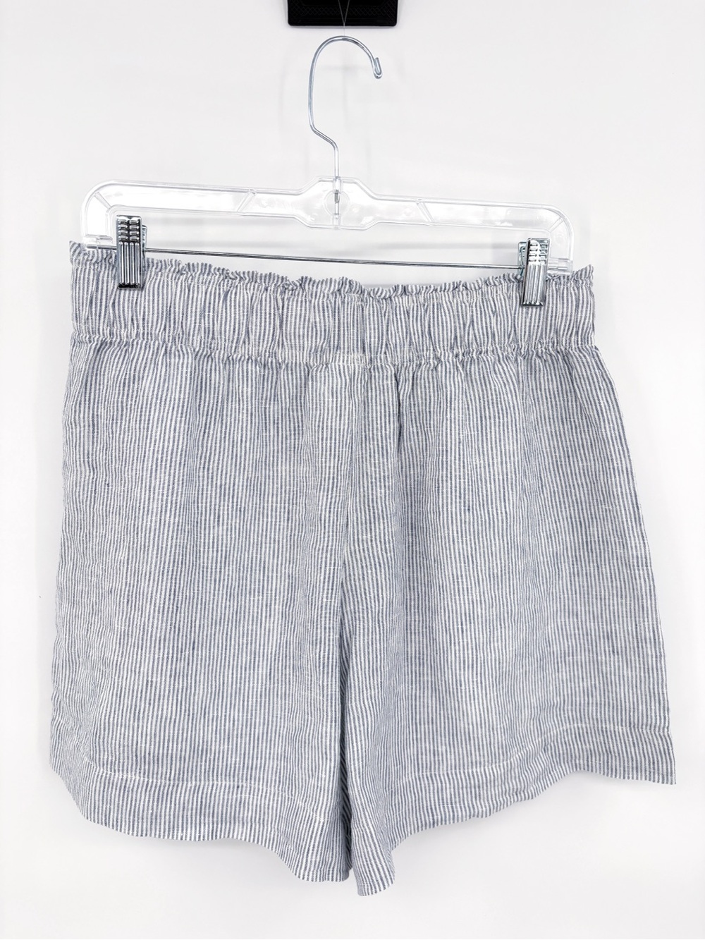 QUINCE 100% European Linen High Rise Blue Pinstriped Shorts M - Picture 3 of 8